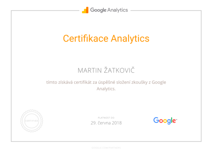 Osobní certifikace Google Analytics